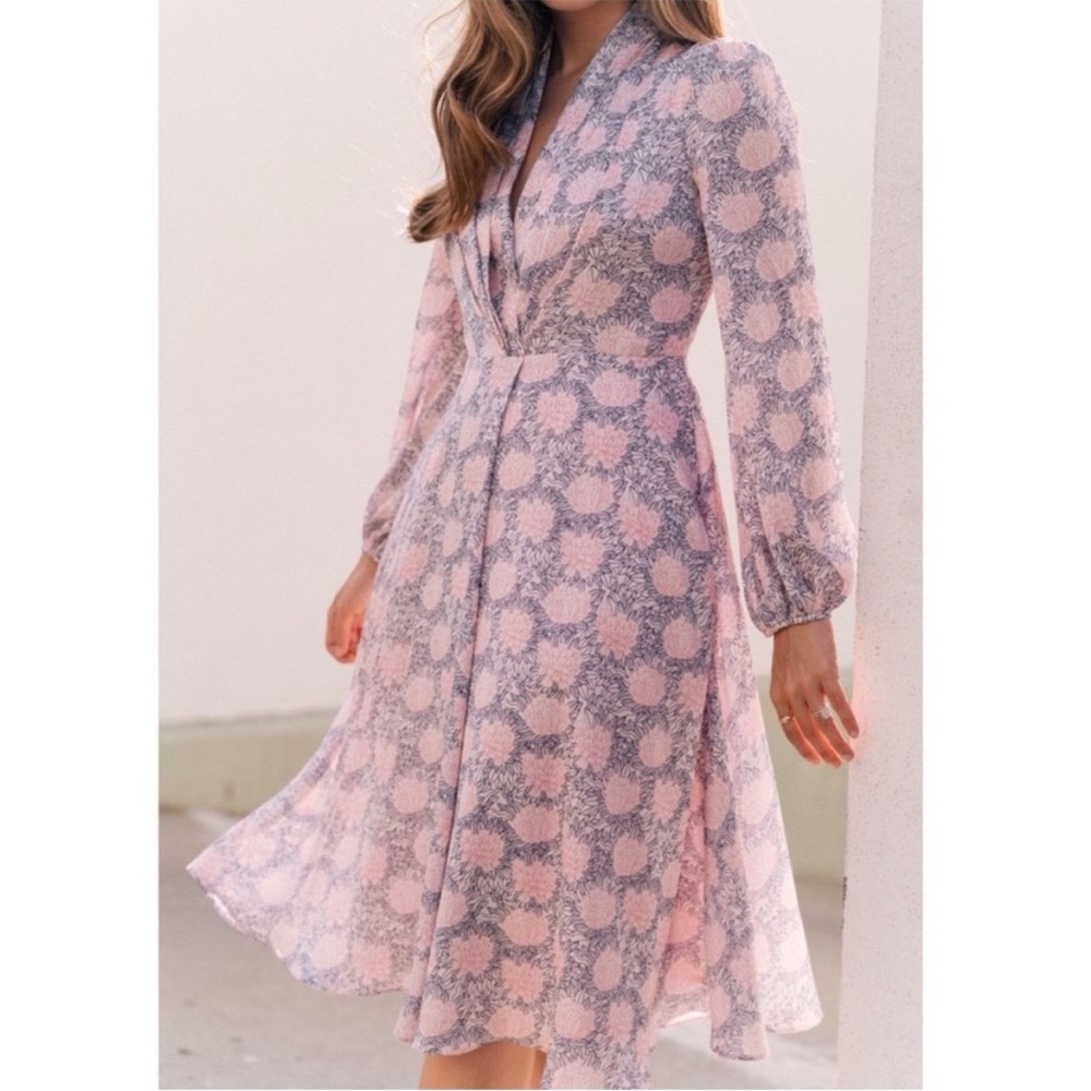 Gal Meets Glam Pink Floral Balloon Long Sleeve Dress